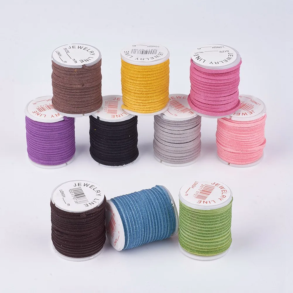 

Pandahall 2mm Mixed Color Flat Faux Suede String Cord