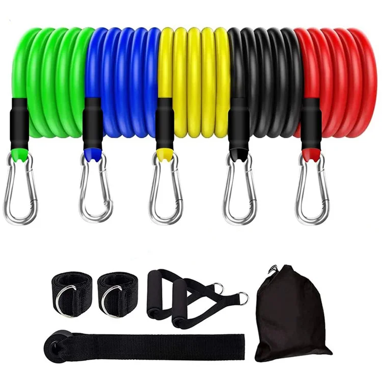 

Gym Equipment Adjustable Long Latex Exercise Fitness Resistance Band Set LATEX 11pcs 5 Tube 100LBS, Picture