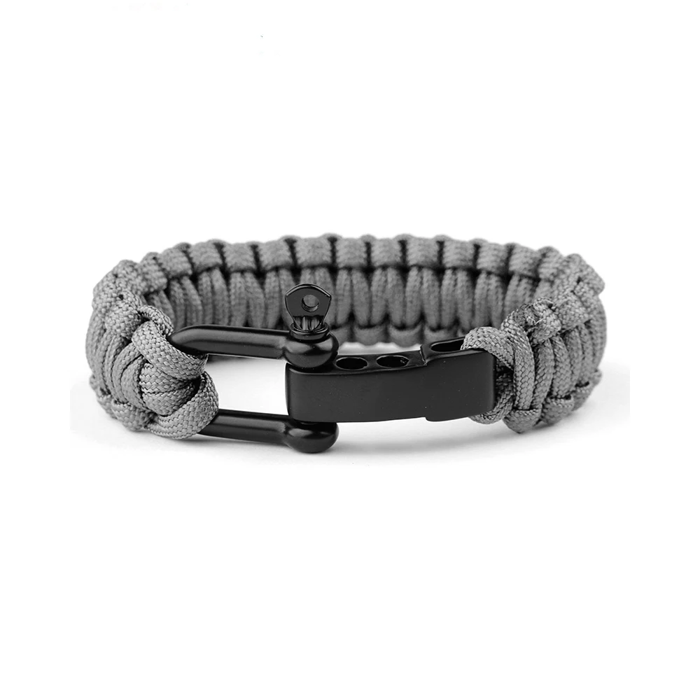 

Fashionable 100% handmade adjustable 550 paracord shackle bracelet for outdoor camping, Over 200 colors for your choice