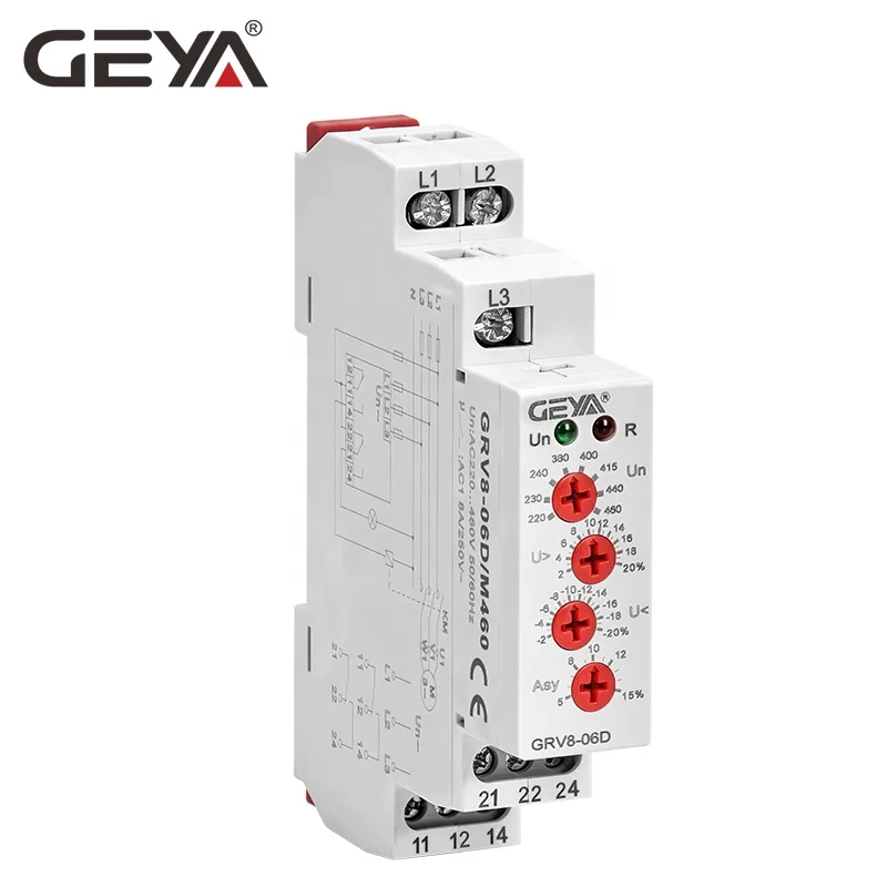 

GEYA GRV8-06 CE CB Certificate 3 Phase Failure Phase Sequence Voltage Monitoring Relay Voltage Sensing Protection Relay