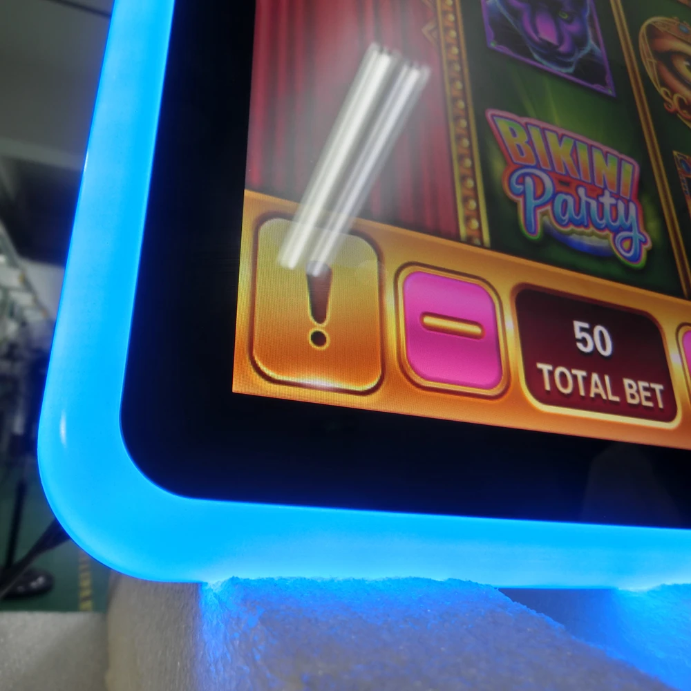 

PCT 4K LED monitor gaming machine 24 inch interactive PCAP touchscreen gaming tables with open frame lcd panel for casino gaming, Black with galvanized silver