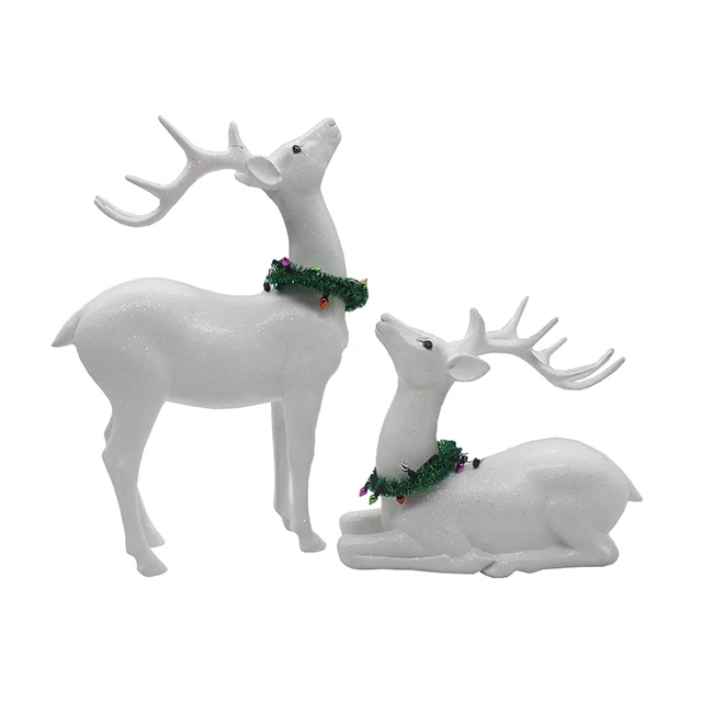 White Christmas Deer Decor,Set Of 2 Resin Deer Statue Buy Resin Deer