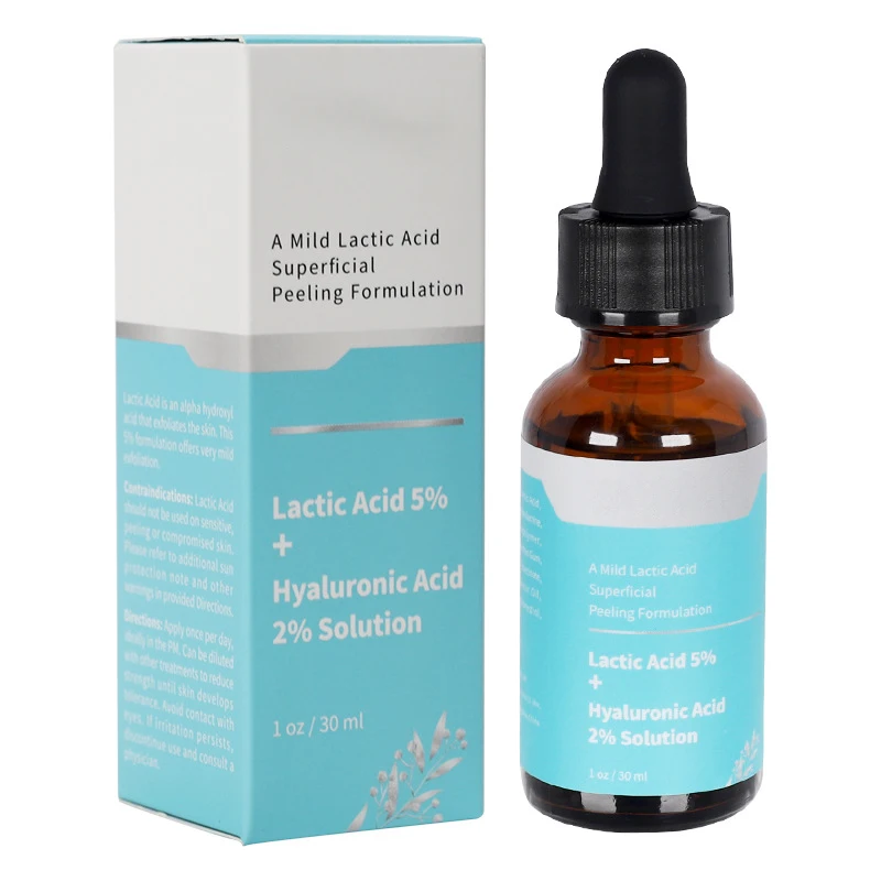 

High quality whitening lactic acid hyaluronic acid face serum private label for dry skin, Clear