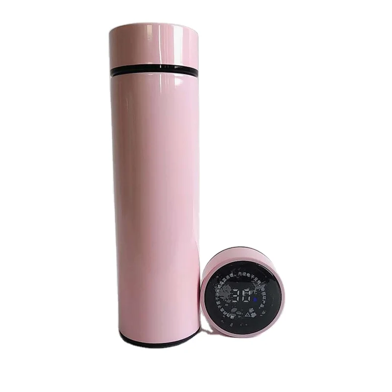 

Mikenda Stainless Steel Smart Water Bottle Leak Proof Double Walled, Keep Drink Hot & Cold, LED Temperature Display pink color, Mix