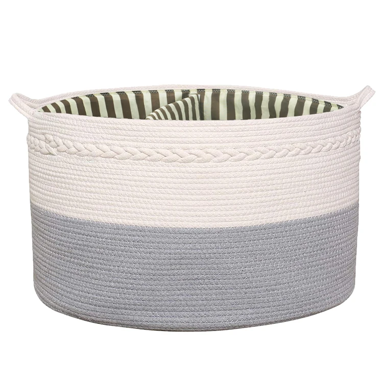 

2021 Custom Wholesale Handmade Decorative Storage Basket Home Storage Cotton Rope Storage Box, Grey or custom