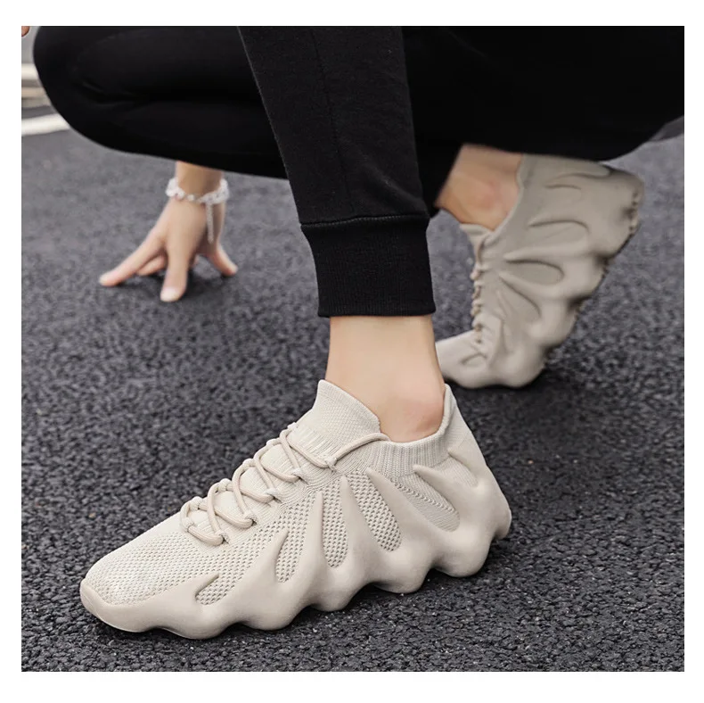 

Coconut Shoes 2021 Summer New Men's Shoes Tide Volcanic Bottom YEEZY450 Breathable Flying Woven Casual Sneakers Zapatillas Mujer, Black,white,green