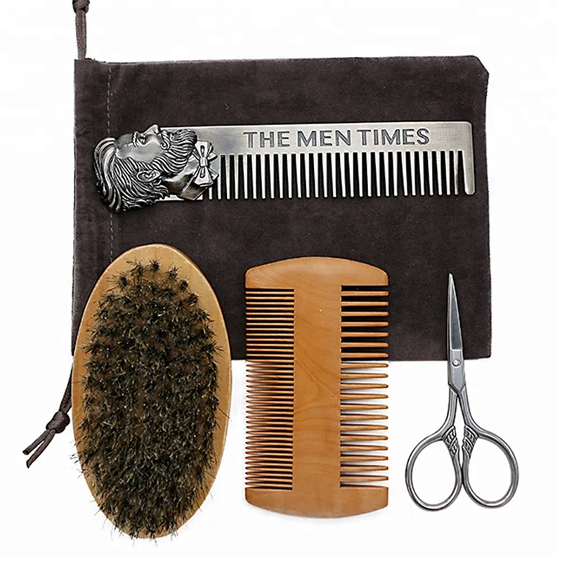 

Custom factory OEM Wholesale Portable Travel Beard Hair Brush Comb Set