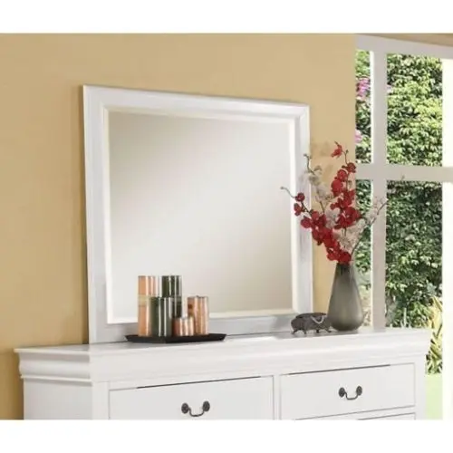 

Free Shipping Drop Shipping ACME Louis Philippe III Mirror in White for living room furniture ACME Wall Mirrors