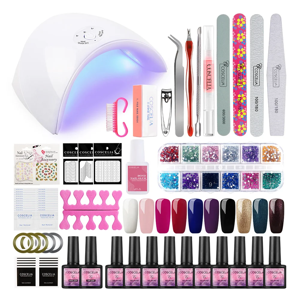 

COSCELIA acrylic nail kit nail polish color nail art salon set uv buildering gel custom logo oem bottles, 40 colors