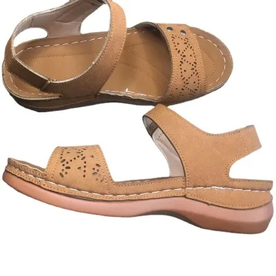 

2021 amazon cross border hot style sandal plus-size line non slip wedge heel retro women's sandal, As shown in figure