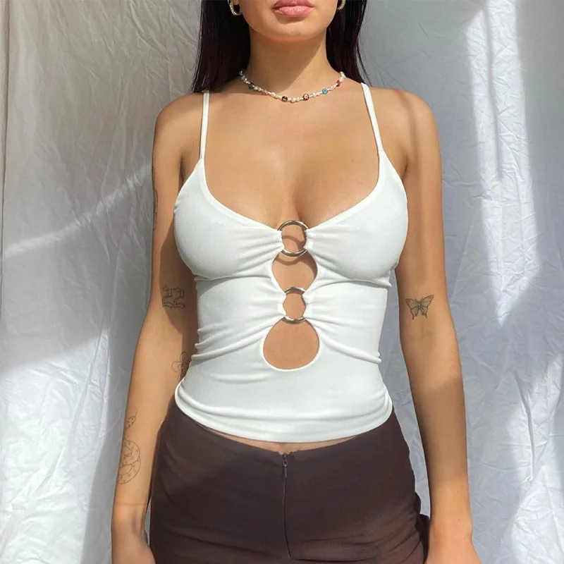 

Hollow Out woman tops fashionable Camis Bodycon Sexy Streetwear Party Club Cute Casual 2021 Summer Clothes Solid