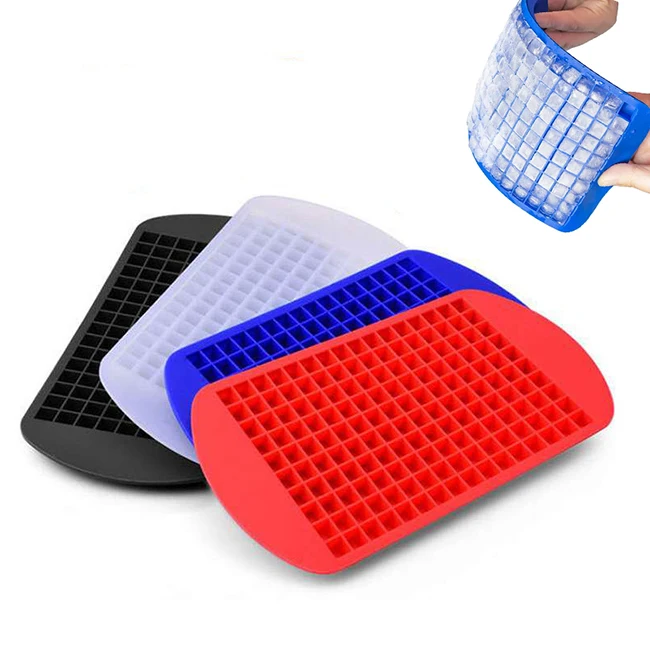 

wholesale food grade household ice cream tools mini 160 cavities cubes molds silicone ice cube tray, White,black,blue,red