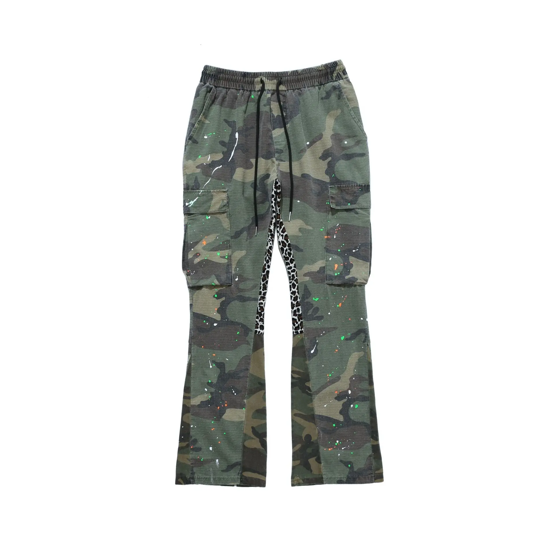 

Fashion Hip-hop Street Stitching Splash Ink man Trumpet Trousers Men Camouflage Cargo Pants, 4 colors