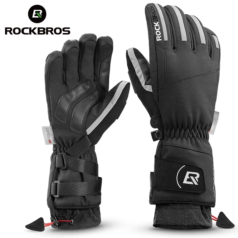 

ROCKBROS Winter Touch Screen Outdoor Ski Warm Gloves For Men Motorcycle Racing Gloves, Black
