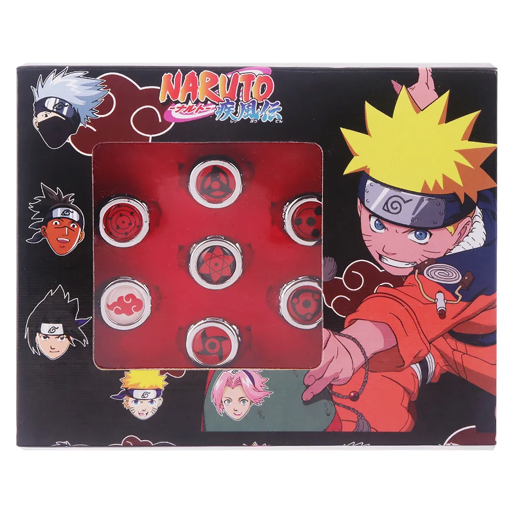 

Hokage Akatsuki Writing Round Eye Ring Red Cloud Kakashi Sasuke Kaleidoscope Set Ring