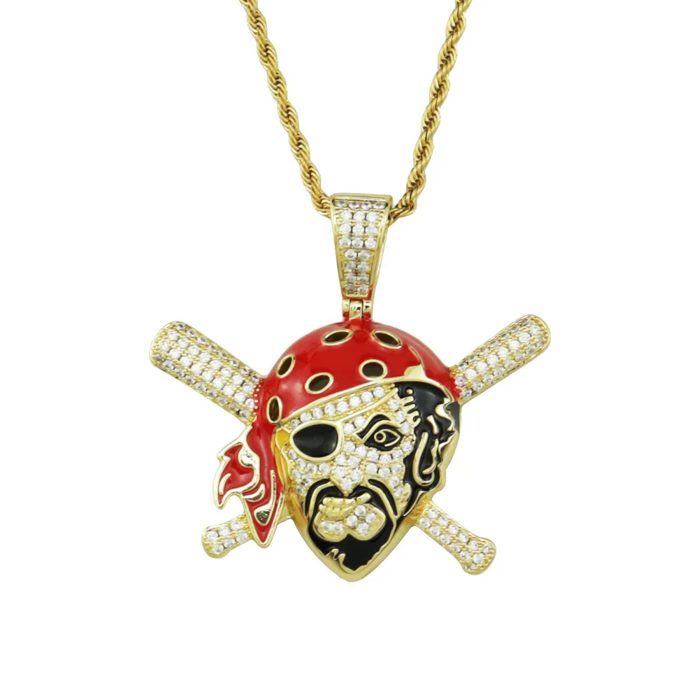 

Fashion Jewelry Hip-hop Men Necklace Pirate Captain Pendant For Necklace Twist Chain Diamond Necklace For Women