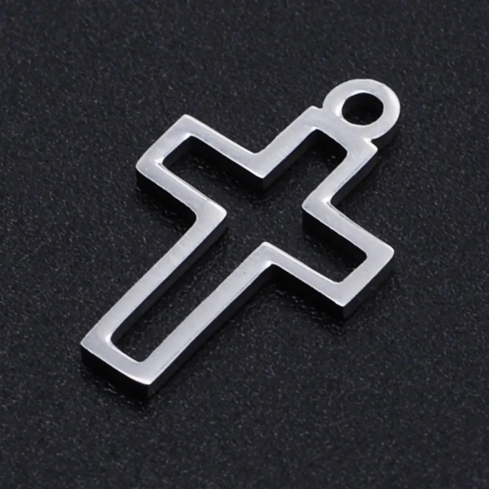 

5Pcs/Bag Stainless Steel Cross Charms Diplopore Connector Diy Crafts Haplopore Cross Pendant