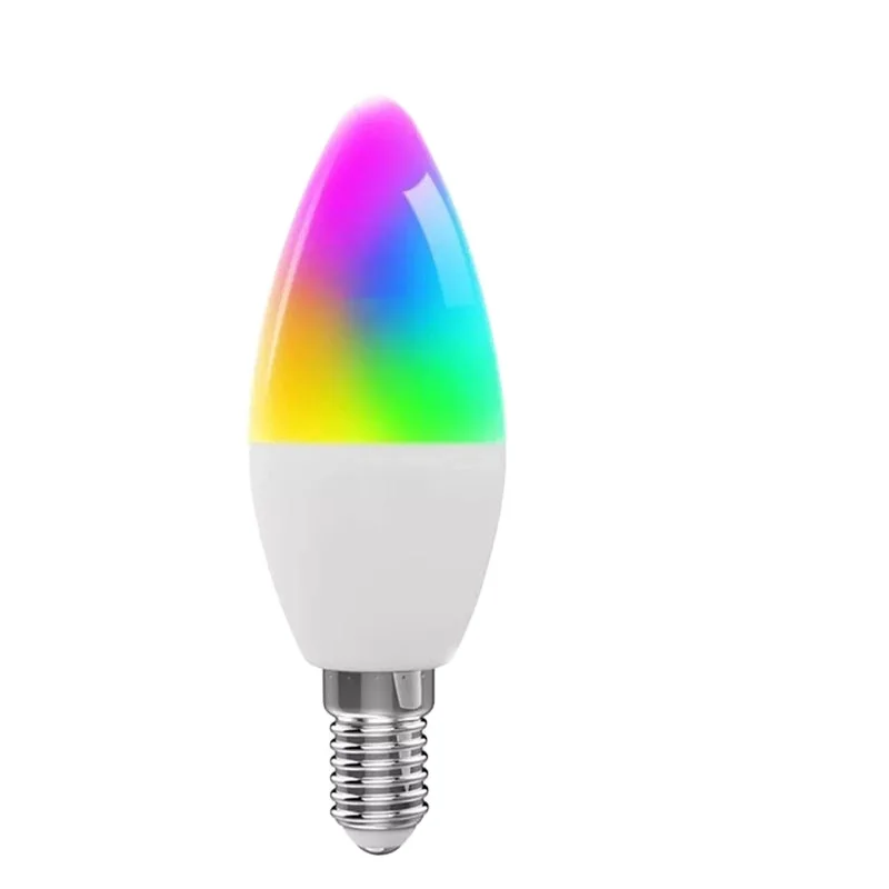 

Amazon alexa tuya smart life 5W E14 4000k wifi rgbw candle bulb clear dimmable led light tuya smart light bulb