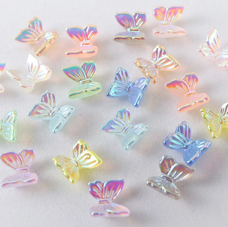 

3D Resin Aurora Stereo Colorful Butterfly Nail Art DIY Manicure Candy Color Nail Art Decorations, White,pink,blue