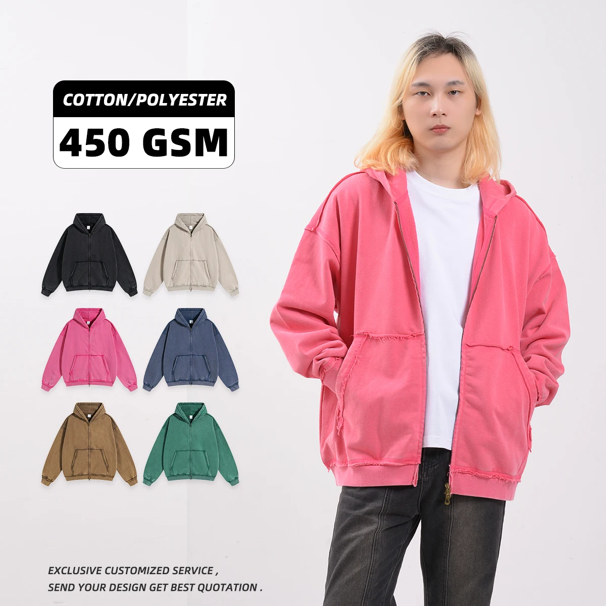 Wholesale Luxury Custom Heavyweight 450 Grams Oversized Hoodie Manufacture Heavy French Terry Hoodie