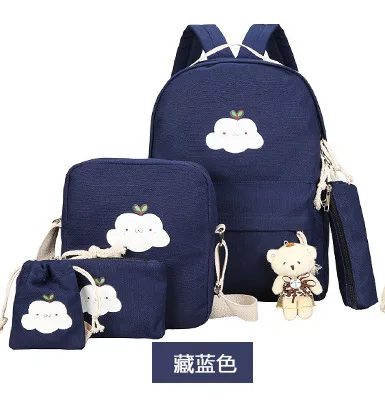 

6 pcs/Set Canvas Children Girls school Backpack Latest Design kids school bags, Customized