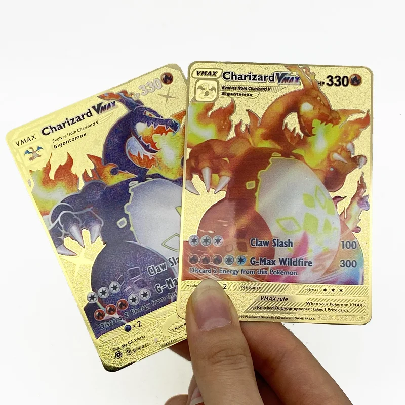 

Illustrator Charizard Pikachu Vmax Gold Metal Pokemon Cards 1st edition