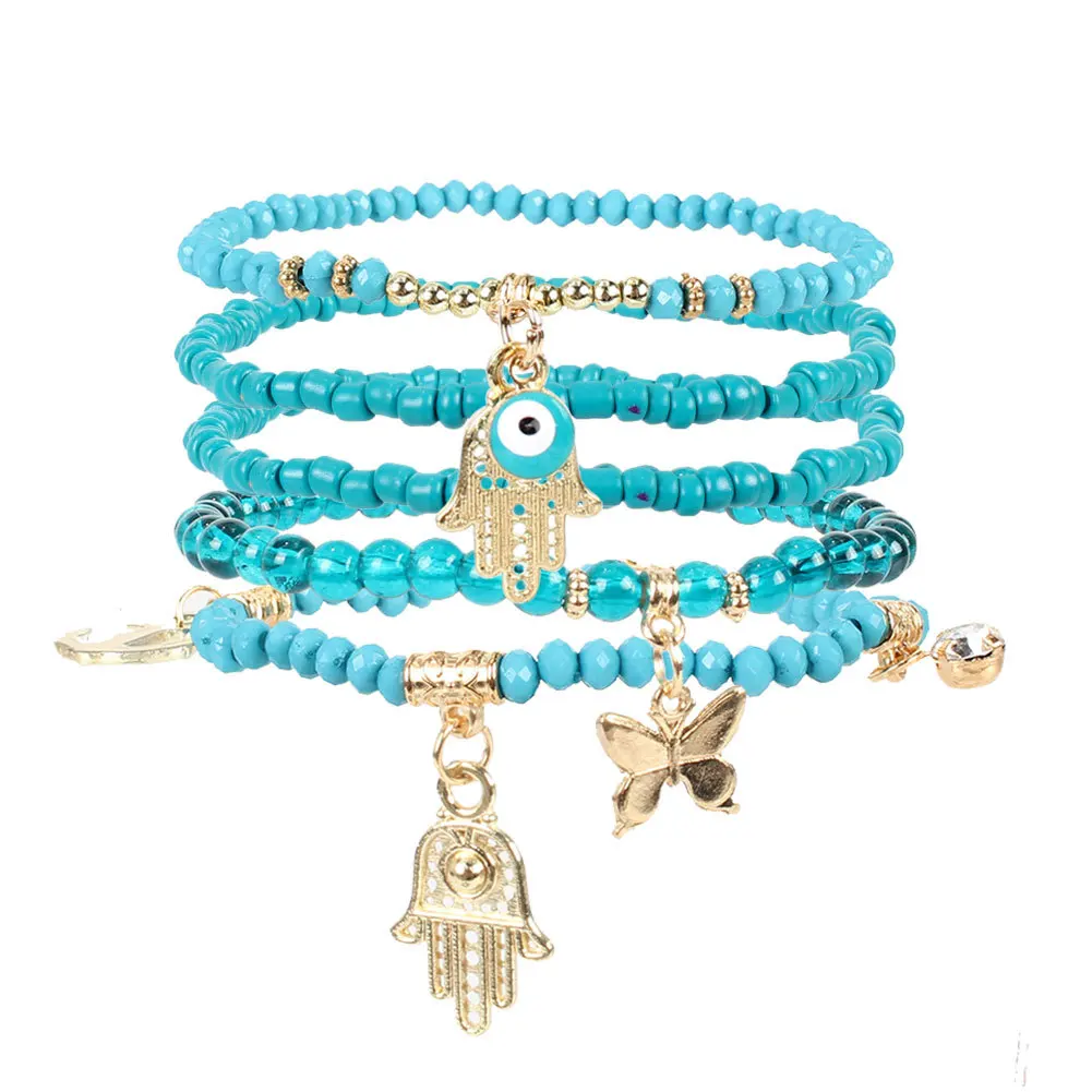 

Personal Buddha Palm Butterfly Heart Bracelet Bohemia Mutilayer Palm Butterfly Bead Bracelet