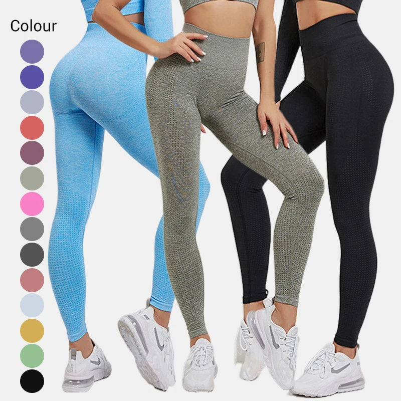 

14 Color High Waisted Women Yoga Seamless Leggings Gym Workout Fitness Sports Nylon Spandex Legging Tights Custom Logo 1PCS