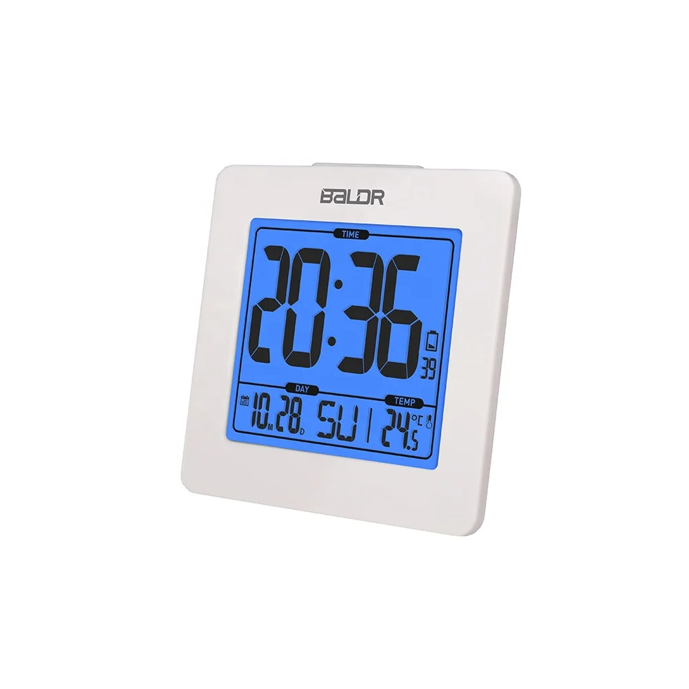 

BALDR B0114 Digital Desk Clock Thermometer Alarm Clock with Blue Backlight Portable Calendar Indoor Temperature Smart Clock