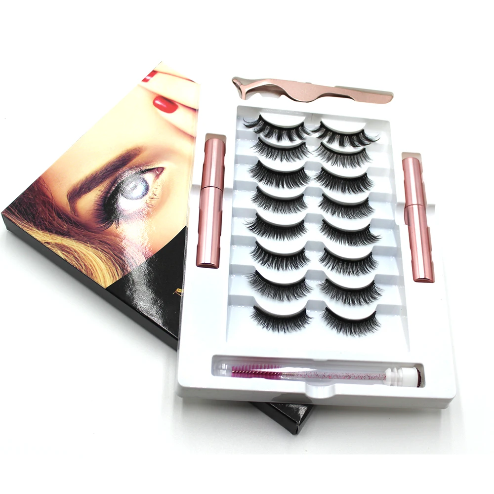 

crear su propia marca ojo pestanas pestanas postizas magneticas kit 3D pestanas magnetic, Natural black