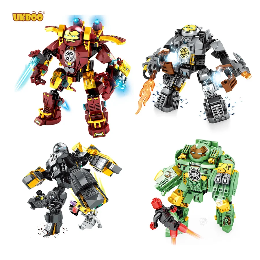 

Free Shipping UKBOO 328PCS Steel Mech MK1Infinity War Avenge rIroned Heroes Building Block Bricks Boy Kid Gift Toys Gifts Kits