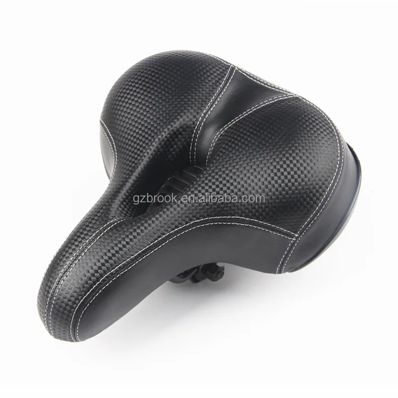 

Oem ergonomic comfortable leather big electric bicycle wide saddle mountain road cycling bike parts seat cushion, Black