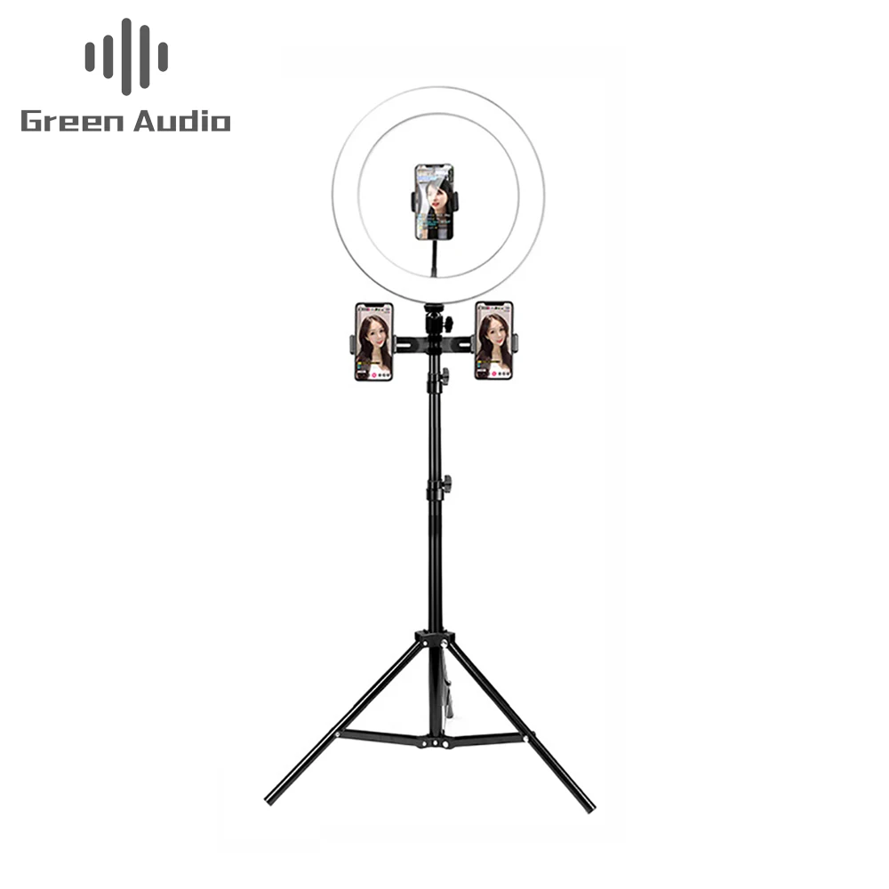 

GAZ-111C Selfie Ring Light Cell Phone Holder mic stand Live Stream Makeup LED Lighting Mode Level Brightness, Black