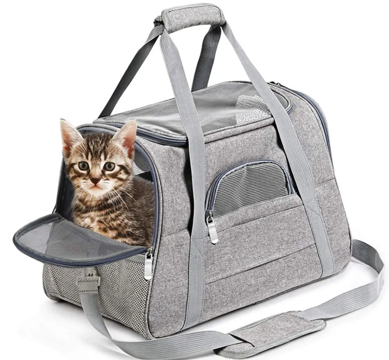 

2020 New Cabin Pet Carrier Soft Sided Warm Bottom Mat Large Space Fat Cat 8kg Dog Travel In Vehicles Airline Approved, Customized