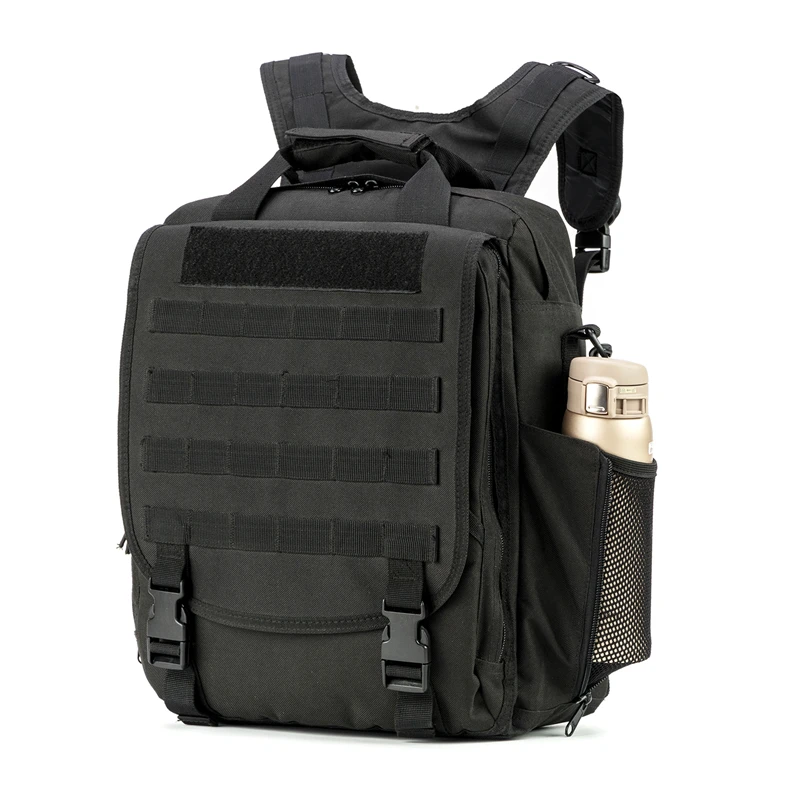 

Military Tactical Laptop Bag Multi-function MOLLE System Straps Patches 600D PVC Black Backpack U.S.A Warehouse DDP