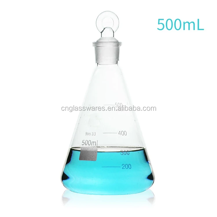 Pallone Di Vetro Borosilicato 3.3 | Conico Erlenmeyer | Con Tappo | 1000 Ml | 29/32 | Per Laboratorio E Chimica - Foto 2