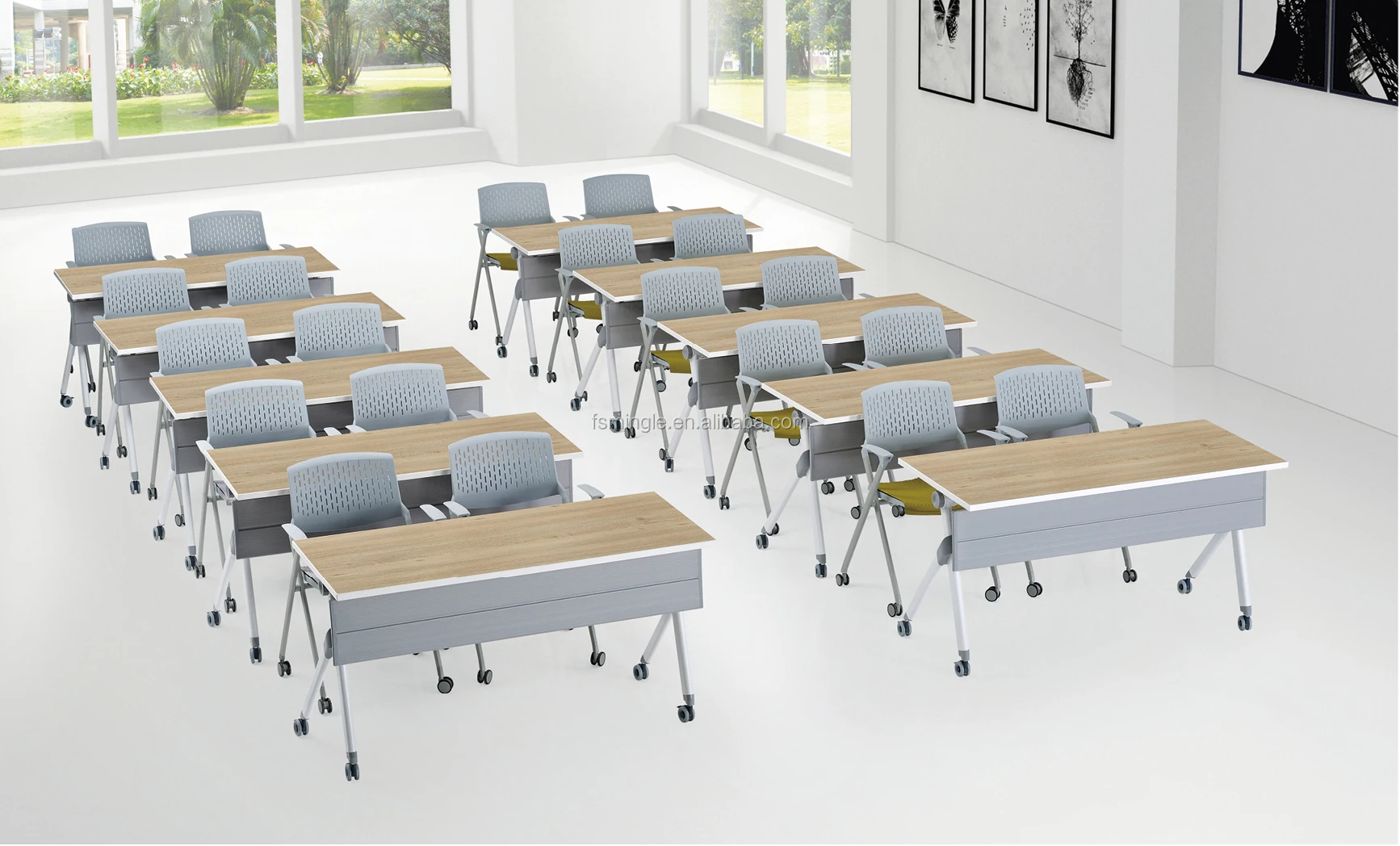 金属腿设计办公室4/6座办公室工作站工作人员电脑桌与三聚氰胺桌面