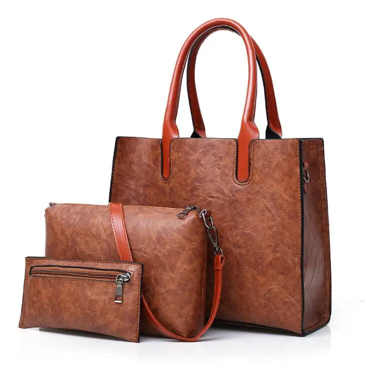 

china pu leather bag unisex tote bag pu Handbags for Women Shoulder Tote Bags Wallets top Fashion 4pcs Set bag