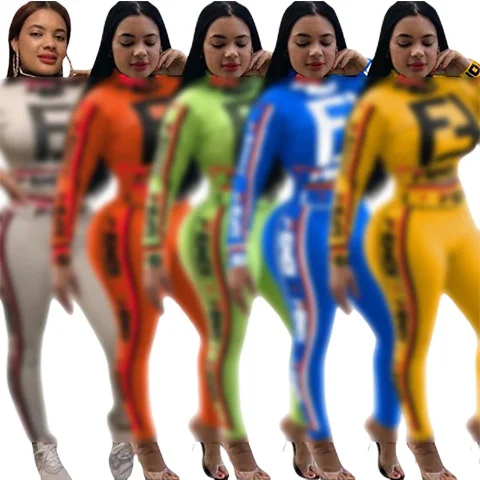 

Fashion Pants Set Printed Casual Women Long Sleeve Plus Size Two Piece, As picture