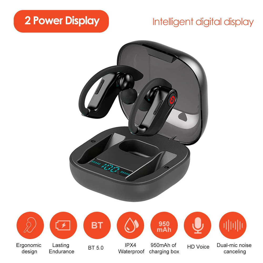 HBQ Q62 Wireless Headset Realtek 5.0 Dual Ear-mounted Earphone Charging Case Stereo Sports True Wireless Wireless Headset - ANKUX.COM