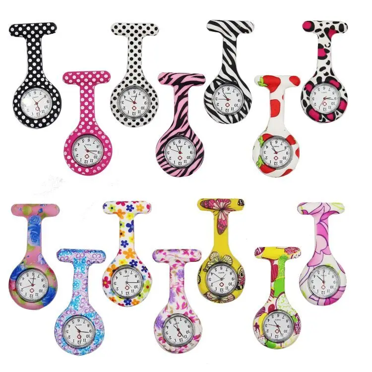 

CE and FCC certificate 30 COLORS Water printing full colors Silicone Nurse Watch colorful cheap doctor watches factory price