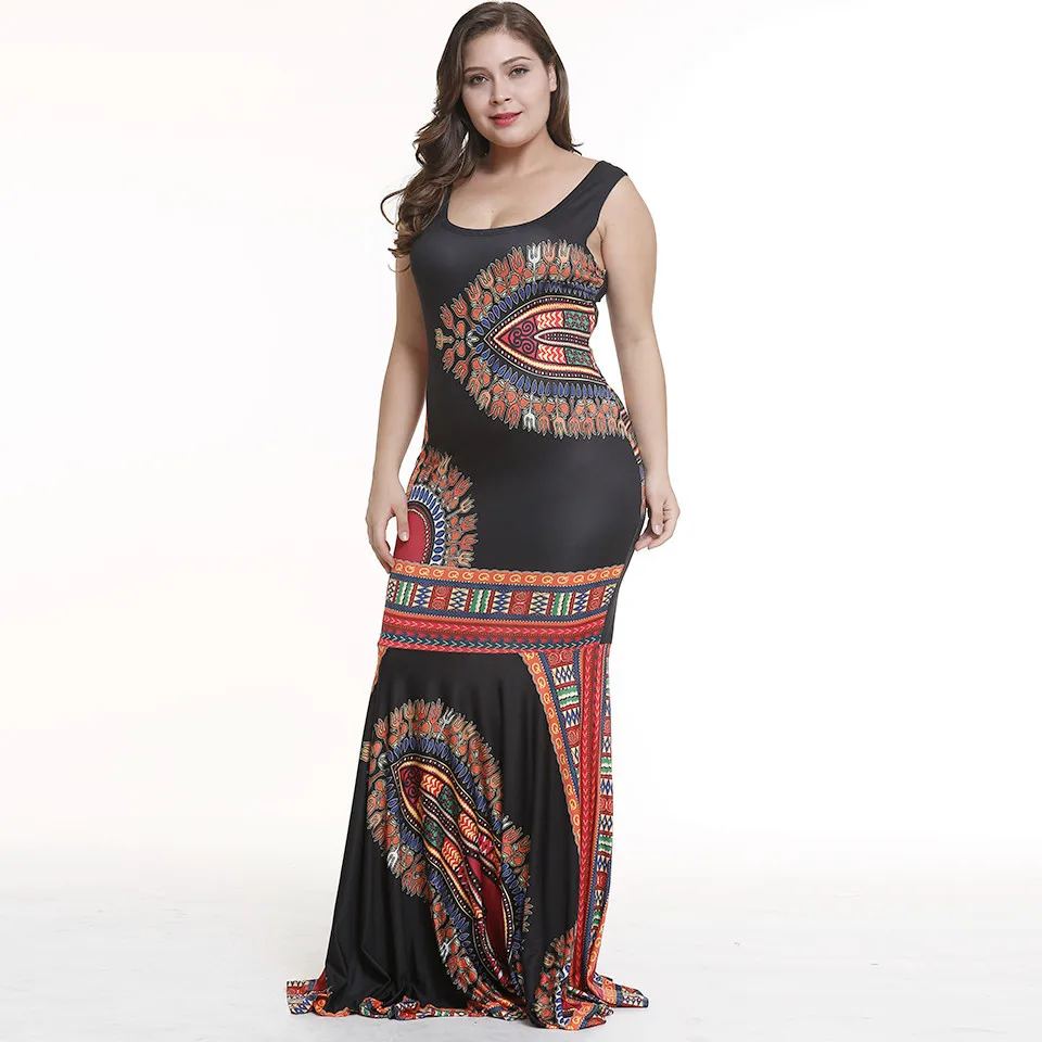 

Women African Dashiki Dresses Maxi African Bazin Print Robe Longue Dresses Traditional For Ladies Big Size African Clothing