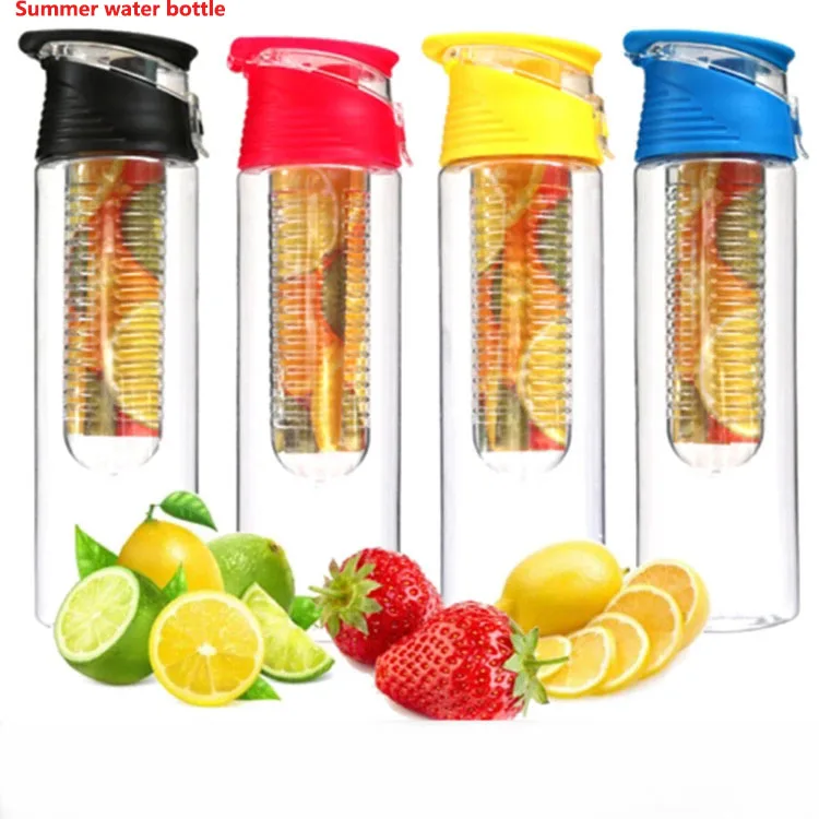 

Personalized custom BPA-free 700ml Tritan sport plastic shaker water cup lemon juice fruit infuser water bottles juicer bottle, Black,blue ,green,rose red