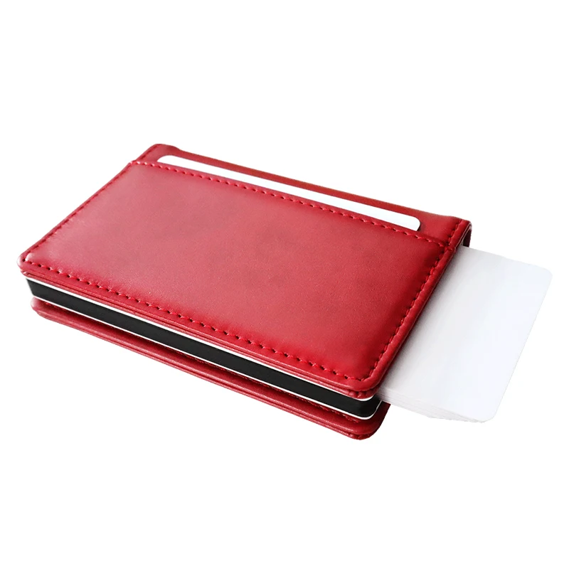 

Aluminum Mens Wallet RFID Blocking Slim Metal leather wallet genuine