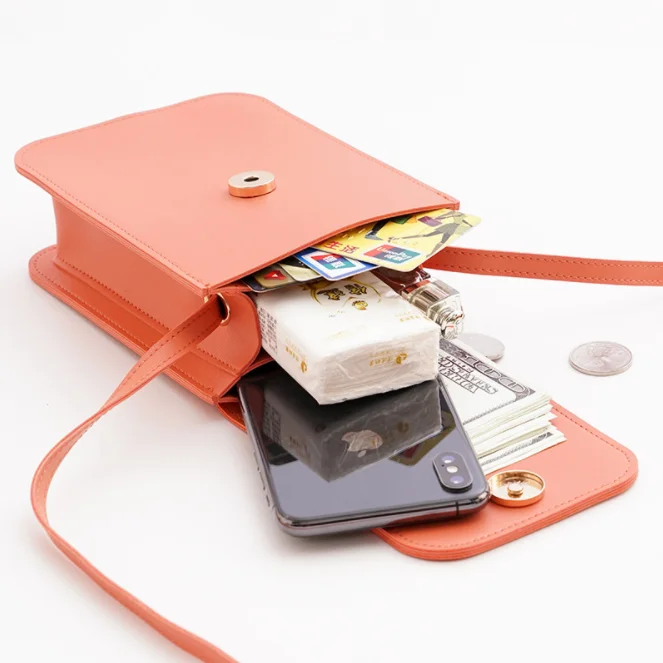 

Fashion Leather Small Purse Wallet, Crossbody Mobile Phone Bag For Women