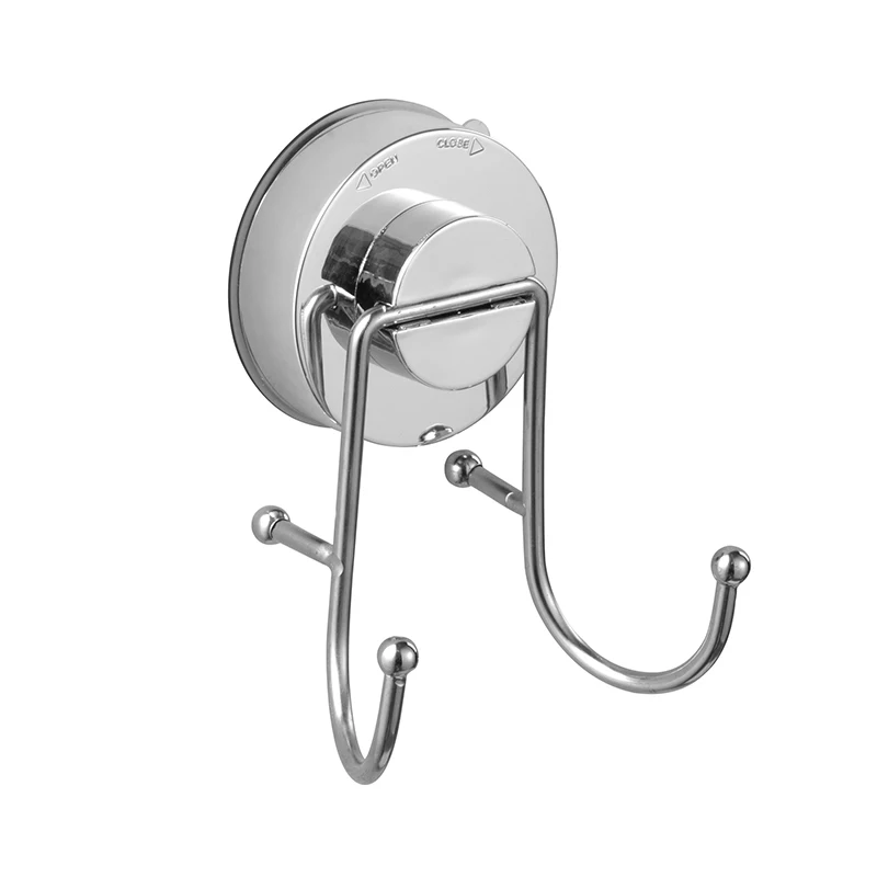 

Stainless Steel Removable Vacuum Wall Mounted Suction Cup Bathroom Double Towel Metal Hanging Hooks Kitchen Accessories, Silver