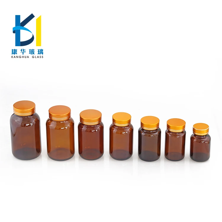 Custom Clear Frosted Empty Glass Medicine Pill Bottles 100ml