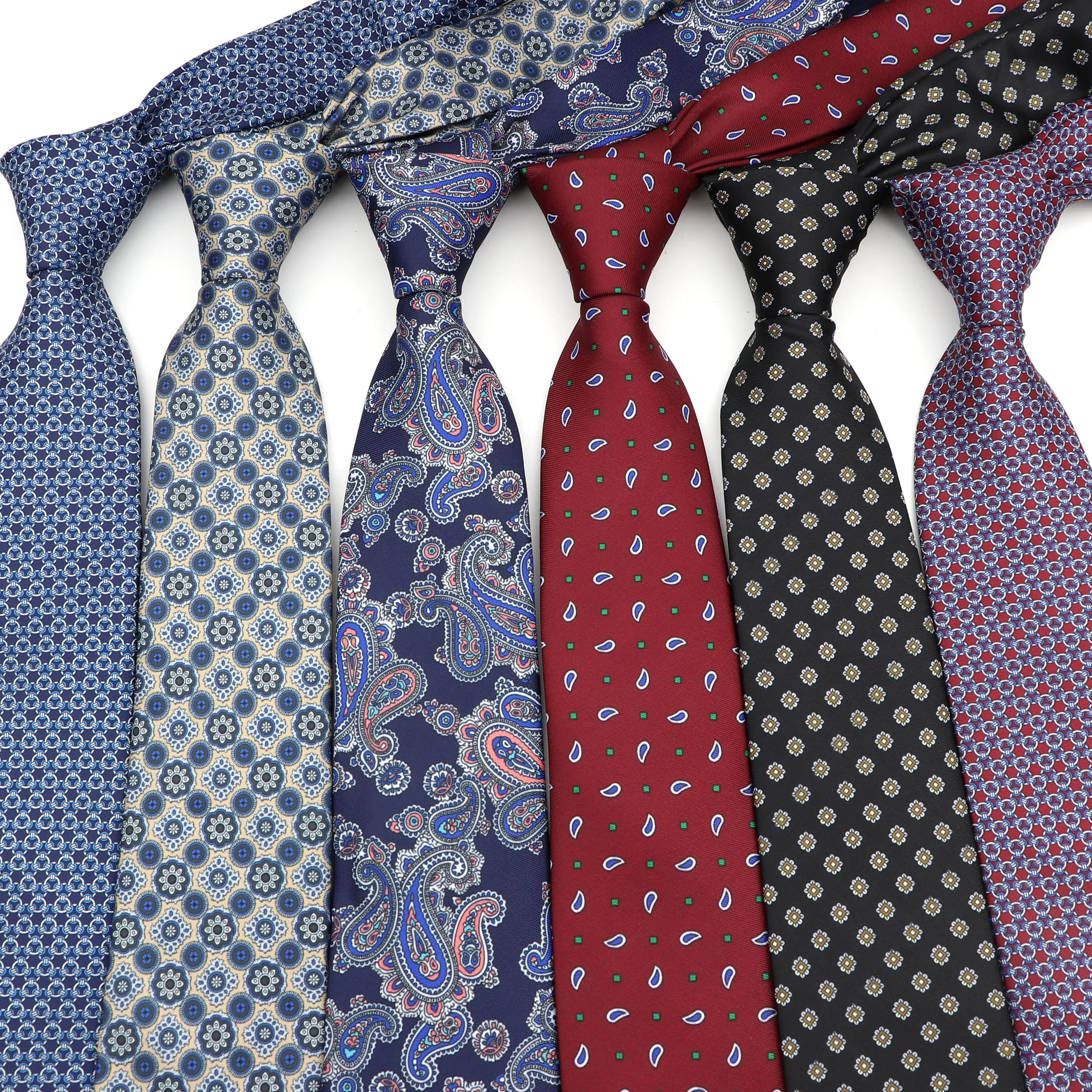 Striped Soft Mens Paisley Polyester Necktie Skinny Tie Men Business Small Ties Designer Cravat 6cm Width Like Silk