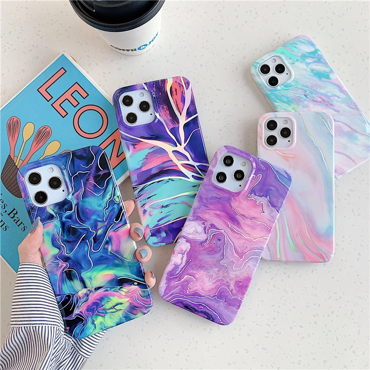 

For iPhone 11 Pro XS Max XR 7 8 SE Marble Mobile cover Marble Patterns Mobile Phone Bag Electroplating Phone Case, 3 colors