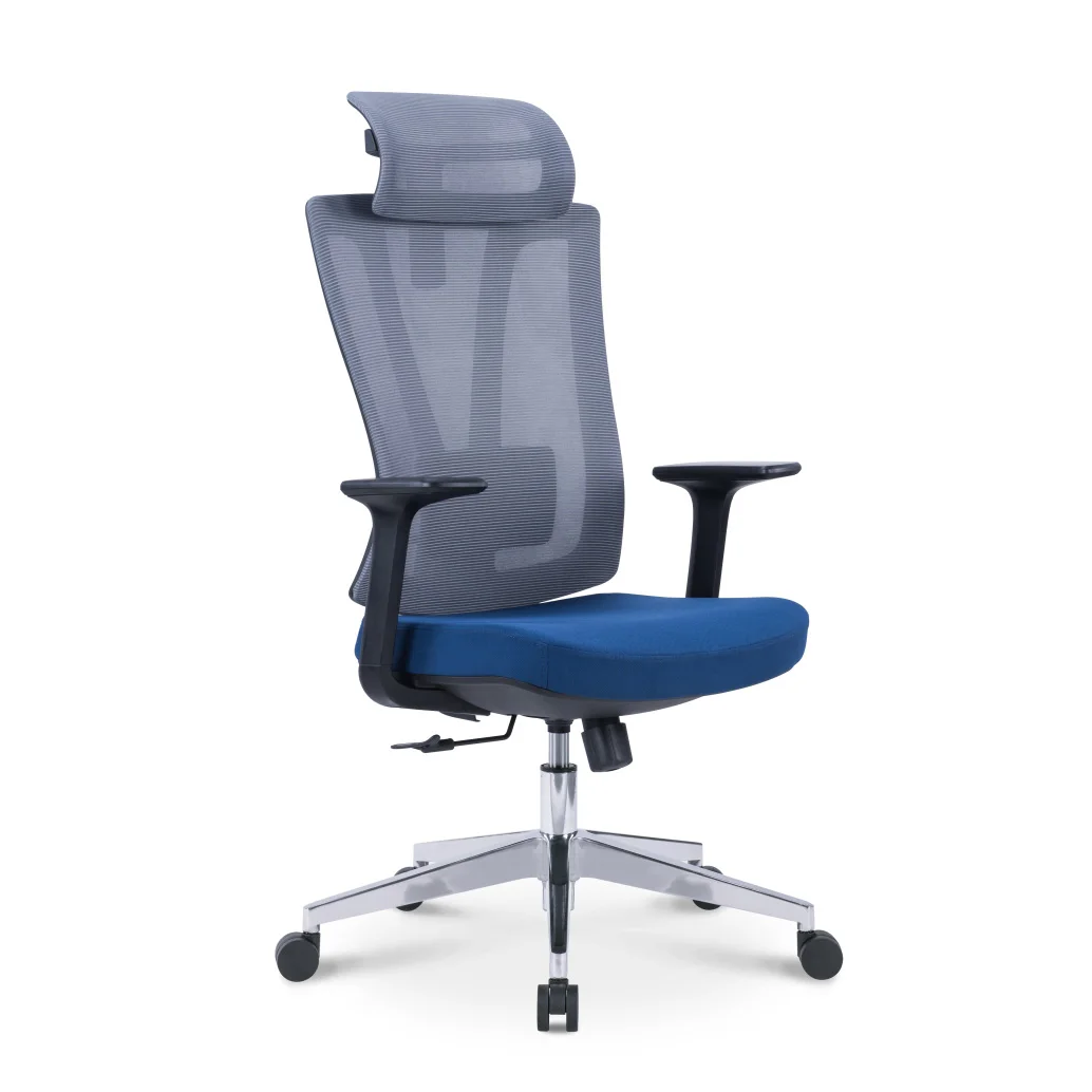 

Aluminium base factory price modern fabric mesh swivel black high back headrest office chair